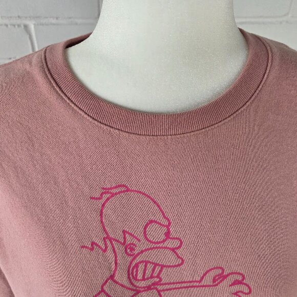 Large Simpsons Graphic Oversized Long Sleeve Two Tone Pink Sweatshirt - Picture 3 of 13